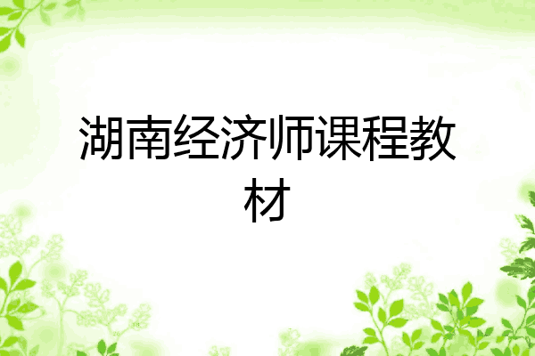 湖南经济师课程教材