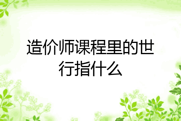 造价师课程里的世行指什么
