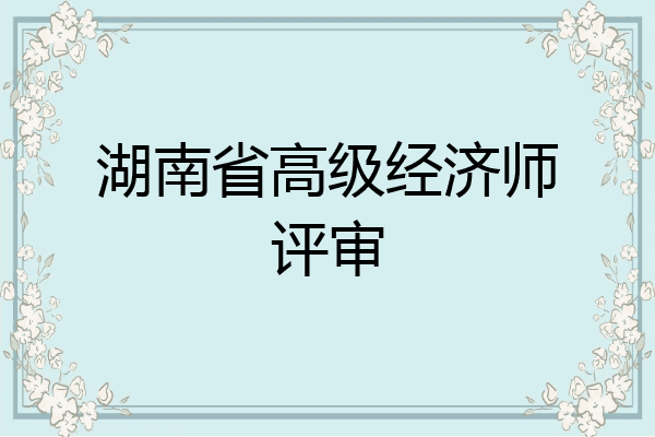 湖南省高级经济师评审