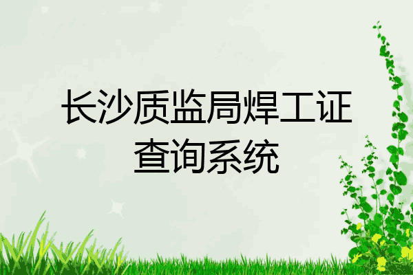 长沙质监局焊工证查询系统