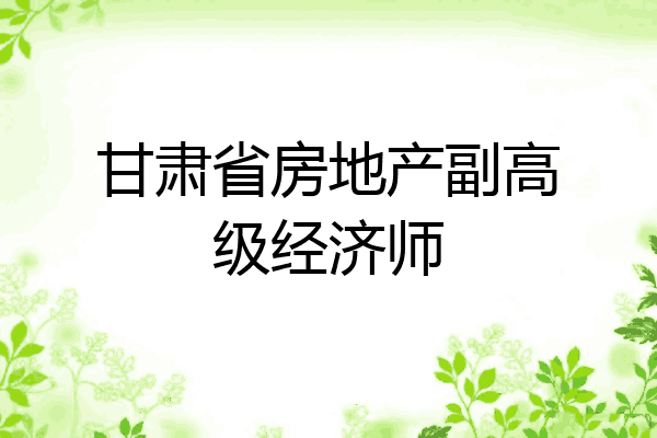甘肃省房地产副高级经济师