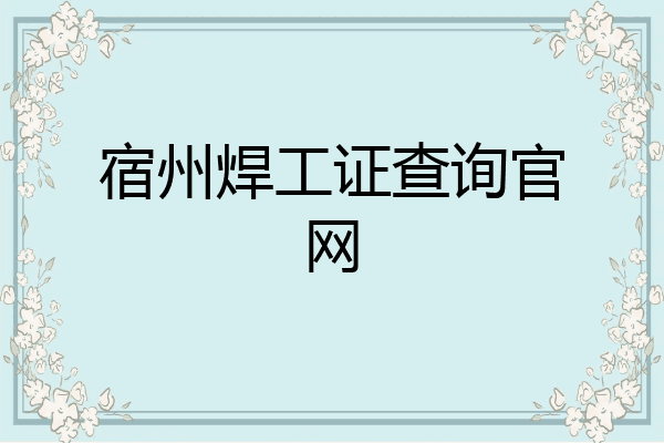 宿州焊工证查询官网