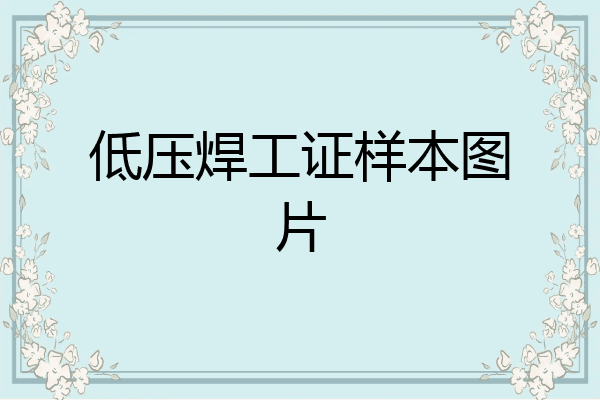 低压焊工证样本图片