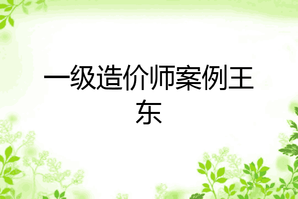 一级造价师案例王东