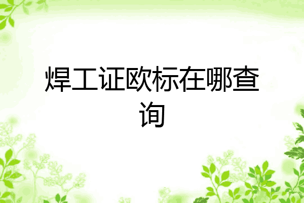 焊工证欧标在哪查询
