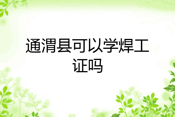 通渭县可以学焊工证吗
