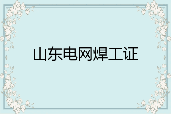 山东电网焊工证