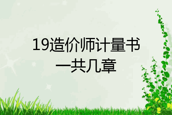 19造价师计量书一共几章