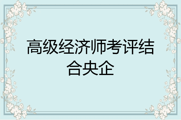 高级经济师考评结合央企