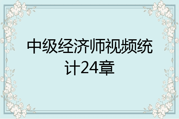 中级经济师视频统计24章