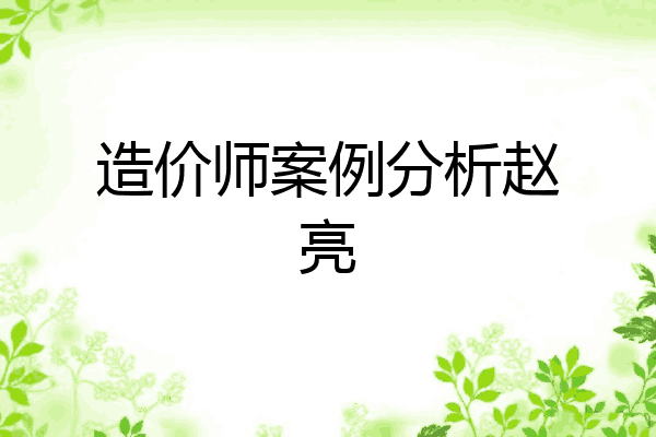造价师案例分析赵亮