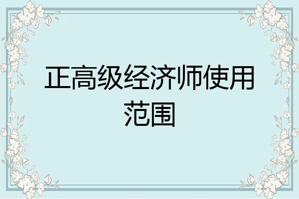 正高级经济师使用范围