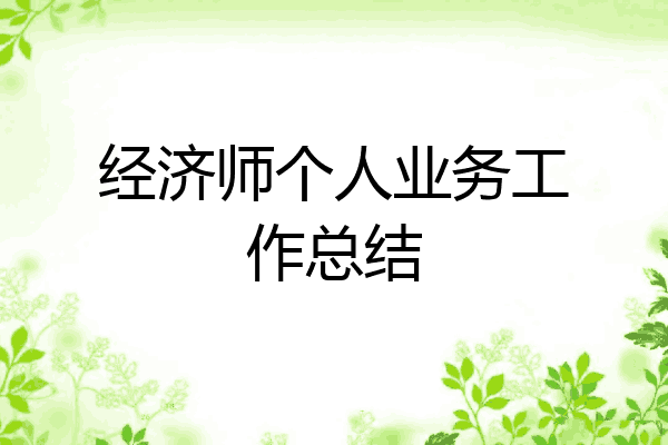 经济师个人业务工作总结