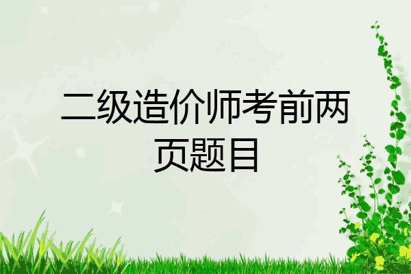 二级造价师考前两页题目