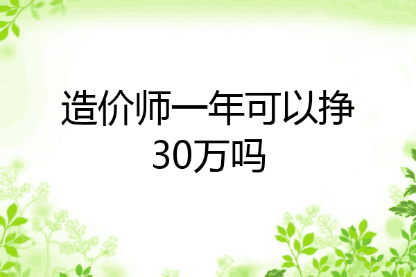 造价师一年可以挣30万吗