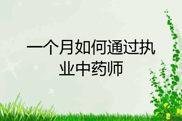 一个月如何通过执业中药师
