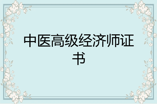 中医高级经济师证书