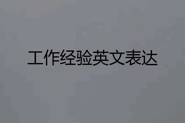 工作经验英文表达