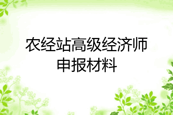 农经站高级经济师申报材料