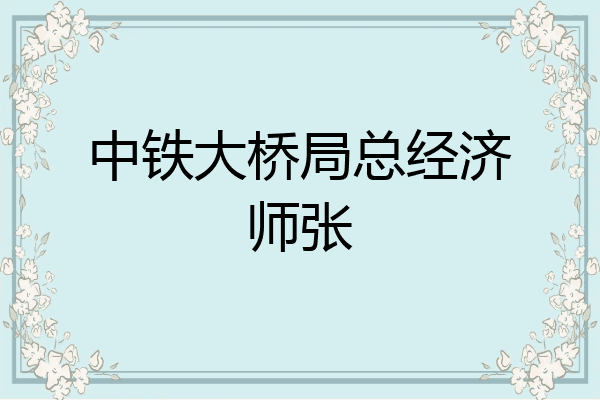 中铁大桥局总经济师张