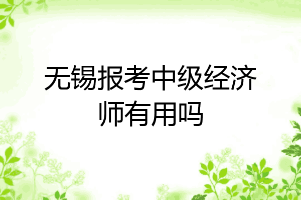 无锡报考中级经济师有用吗