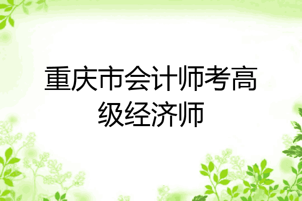 重庆市会计师考高级经济师