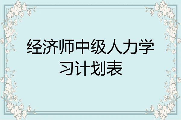 经济师中级人力学习计划表