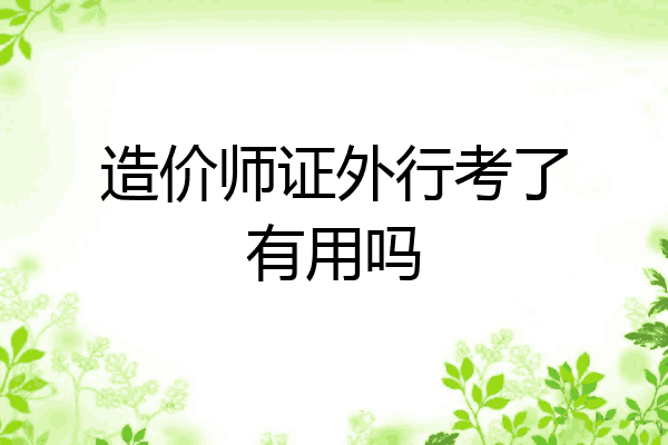 造价师证外行考了有用吗
