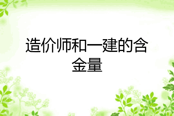 造价师和一建的含金量