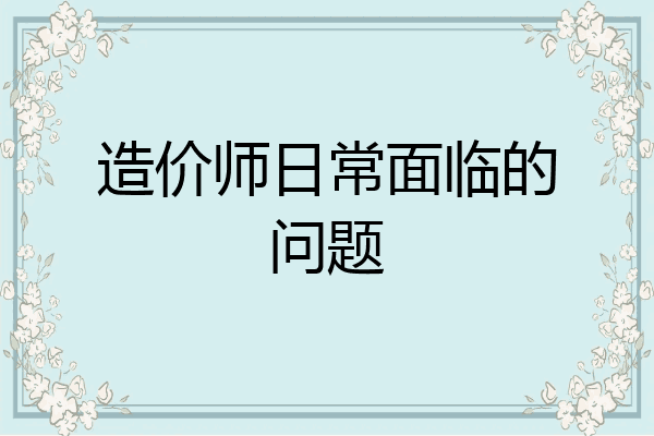 造价师日常面临的问题