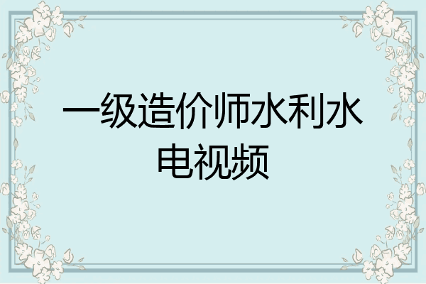 一级造价师水利水电视频