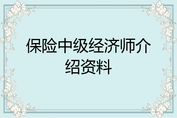 保险中级经济师介绍资料