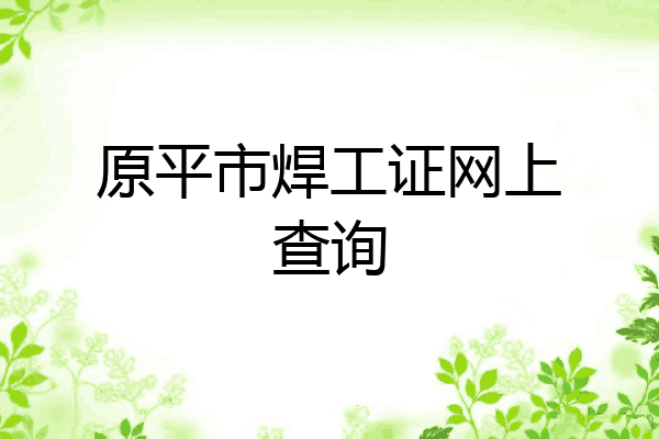 原平市焊工证网上查询