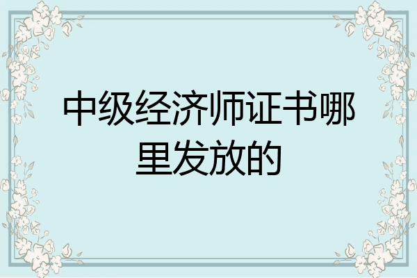 中级经济师证书哪里发放的
