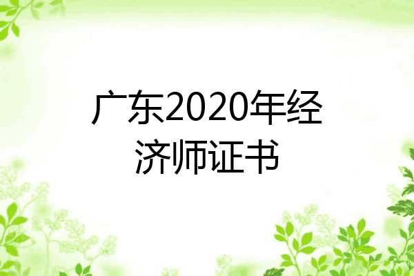 广东2020年经济师证书