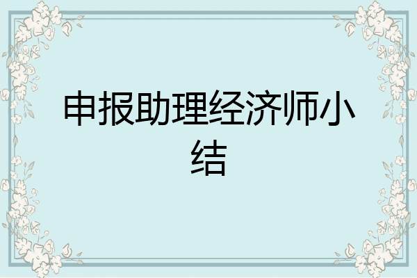 申报助理经济师小结