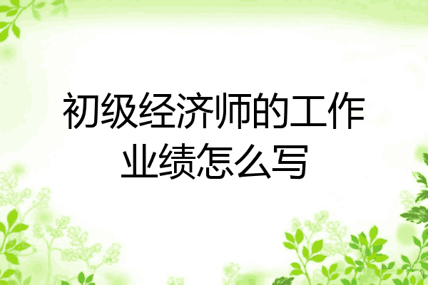 初级经济师的工作业绩怎么写