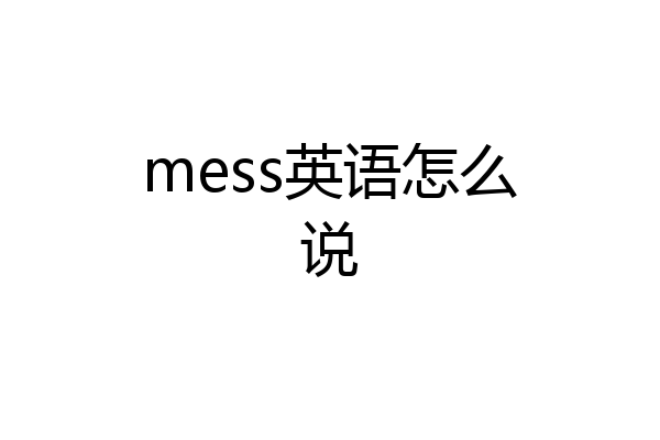 mess英语怎么说