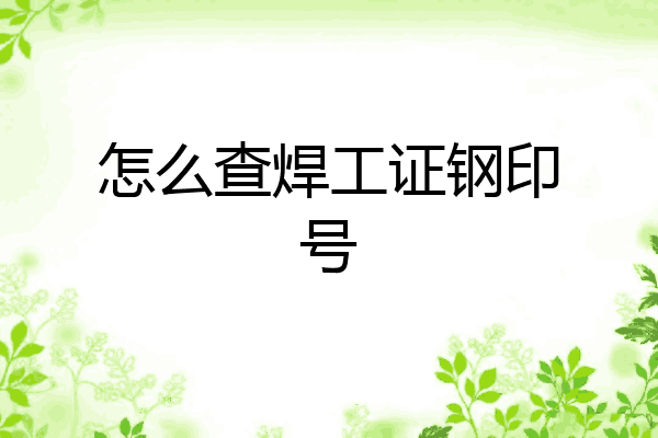 怎么查焊工证钢印号