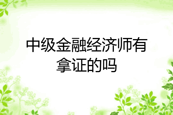 中级金融经济师有拿证的吗