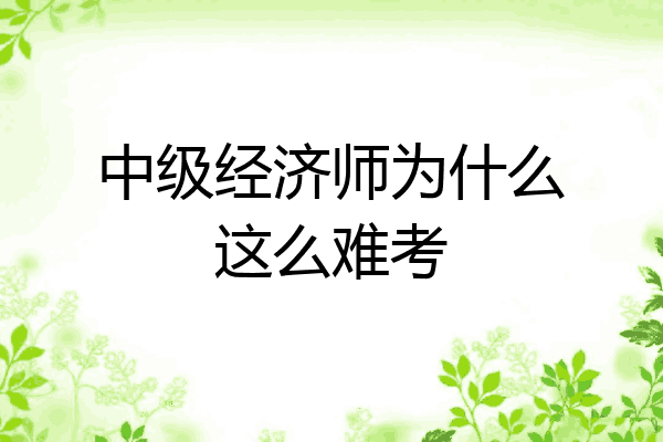 中级经济师为什么这么难考