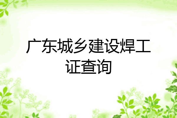 广东城乡建设焊工证查询