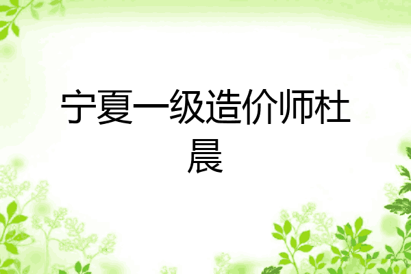 宁夏一级造价师杜晨