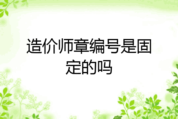 造价师章编号是固定的吗
