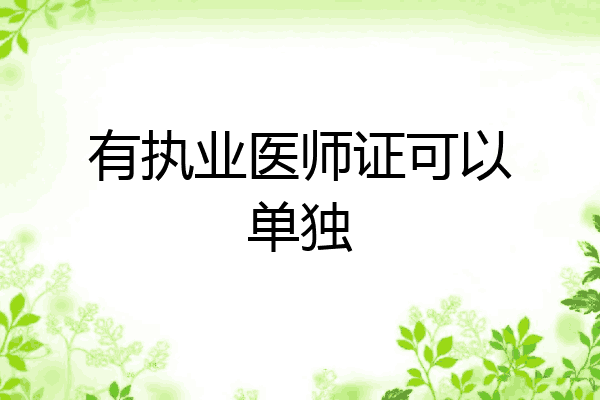 有执业医师证可以单独