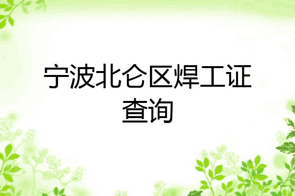 宁波北仑区焊工证查询