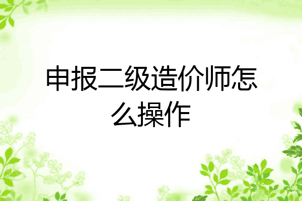申报二级造价师怎么操作