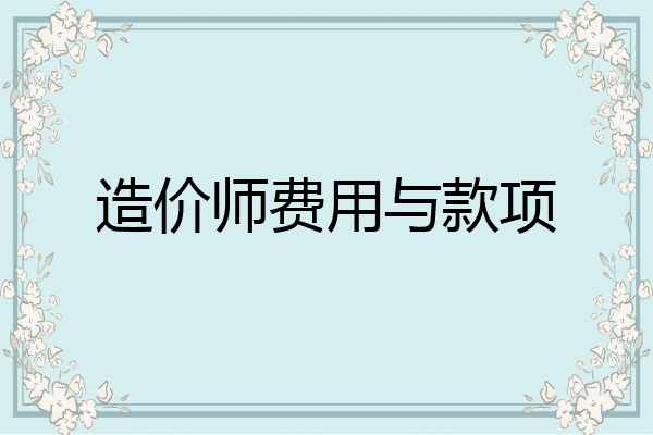造价师费用与款项