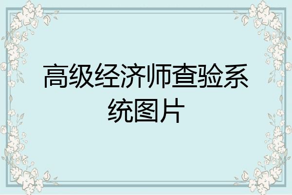 高级经济师查验系统图片