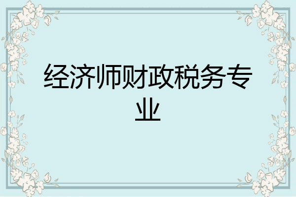 经济师财政税务专业